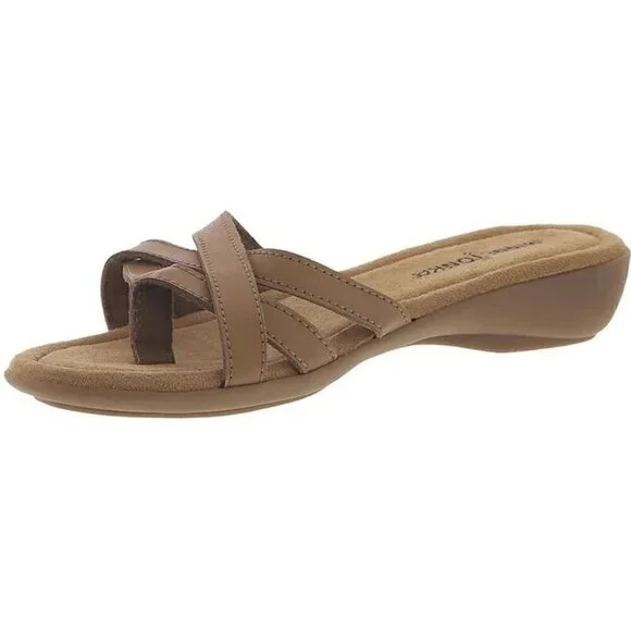 Women's Minnetonka Tan Honey Slip On Flip Flop Sandals, 8 Extra Wide - Picture 2 of 5